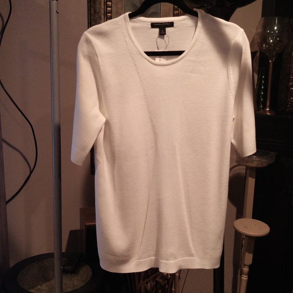FINAL PRICE NWT Banana Republic White Short Sleeve Top Size Large - Picture 4 of 10
